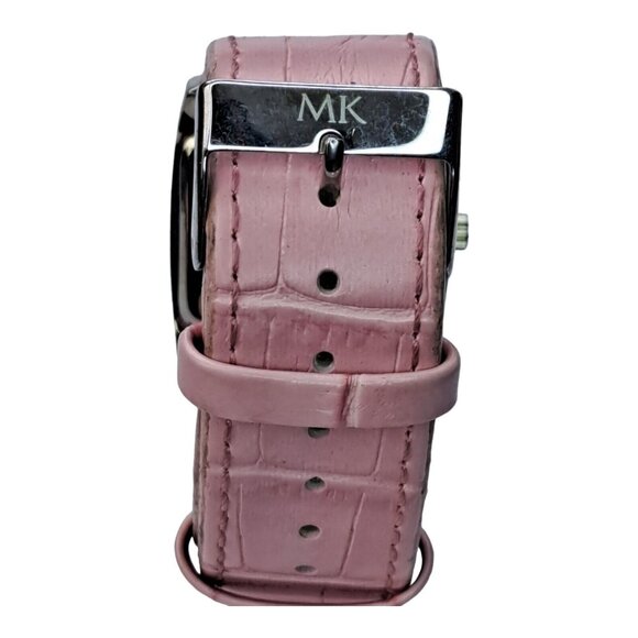 Mary Kay Womens Watch Silver Tone Rhinestone Wide Leather Pink Band Analog READ - Picture 3 of 9